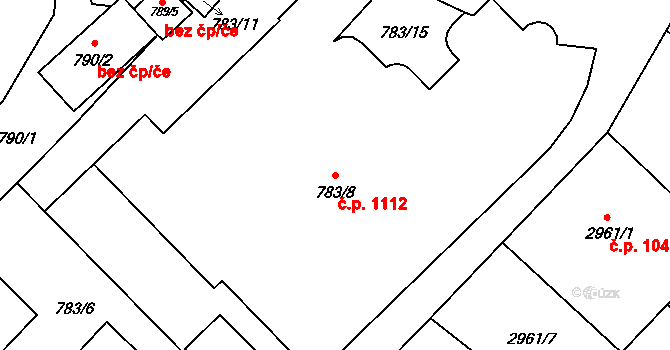 Hlučín 1112 na parcele st. 783/8 v KÚ Hlučín, Katastrální mapa