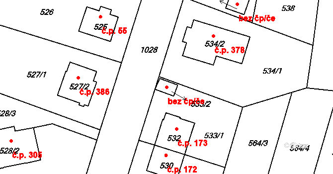 Praha 46705791 na parcele st. 533/2 v KÚ Hodkovičky, Katastrální mapa