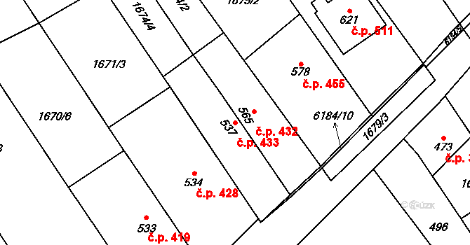 Březolupy 433 na parcele st. 537 v KÚ Březolupy, Katastrální mapa
