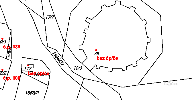 Žerotice 47547791 na parcele st. 76 v KÚ Žerotice, Katastrální mapa