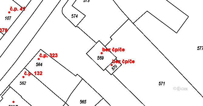 Lovčice 48053791 na parcele st. 569 v KÚ Lovčice u Kyjova, Katastrální mapa