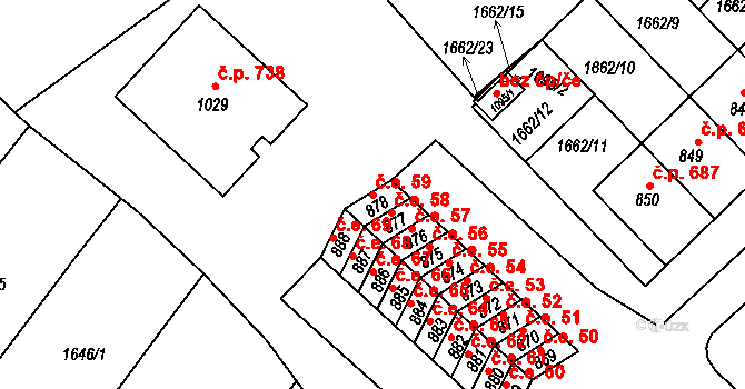 Boršice 59 na parcele st. 878 v KÚ Boršice u Buchlovic, Katastrální mapa