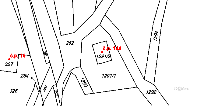 Zátor 144 na parcele st. 1291/2 v KÚ Zátor, Katastrální mapa