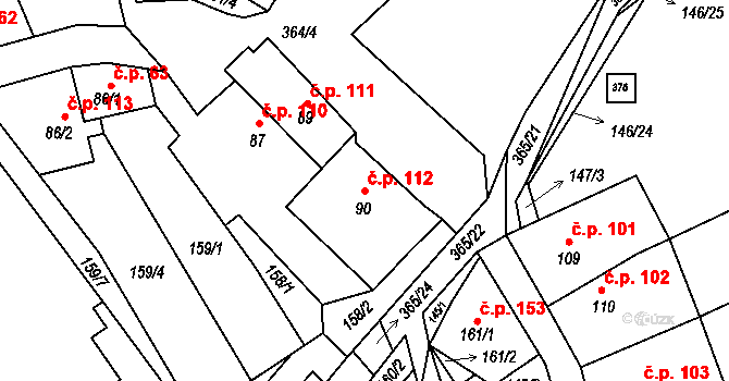 Hroubovice 112 na parcele st. 90 v KÚ Hroubovice, Katastrální mapa