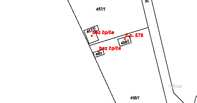 Mostkovice 51599791 na parcele st. 468/3 v KÚ Stichovice, Katastrální mapa