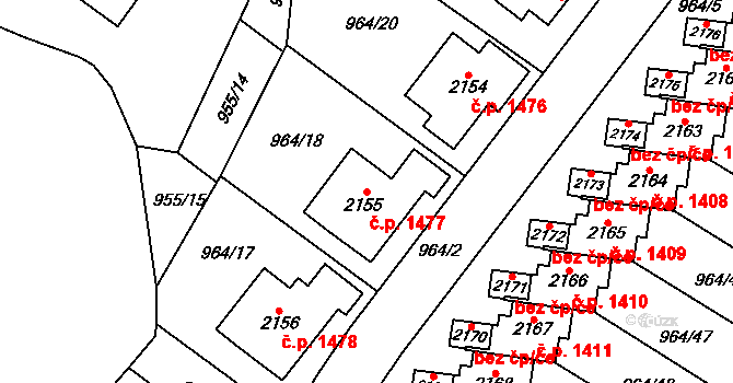 Choceň 1477 na parcele st. 2155 v KÚ Choceň, Katastrální mapa