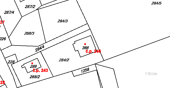 Bohdíkov 246 na parcele st. 366 v KÚ Dolní Bohdíkov, Katastrální mapa