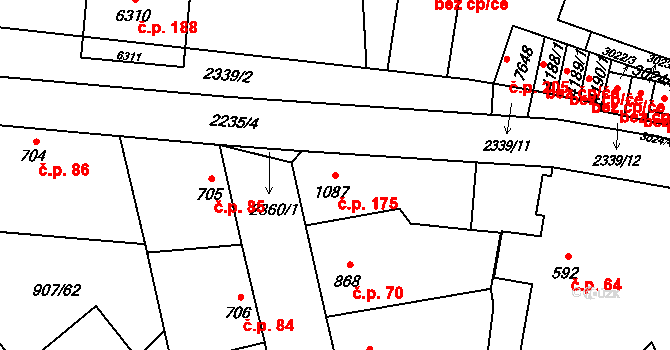 Beroun-Zavadilka 175, Beroun na parcele st. 1087 v KÚ Beroun, Katastrální mapa