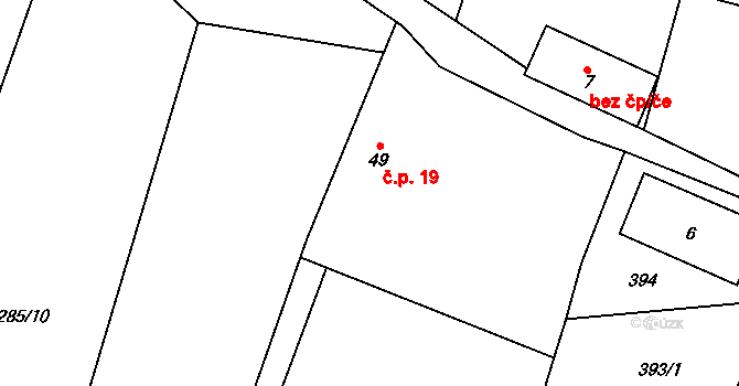 Jeníčkova Lhota 19, Chotoviny na parcele st. 49 v KÚ Jeníčkova Lhota, Katastrální mapa