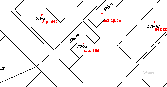 Jakubské Předměstí 154, Jaroměř na parcele st. 575/4 v KÚ Jaroměř, Katastrální mapa