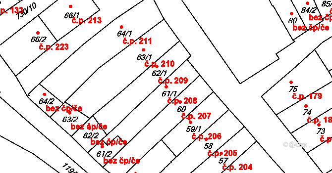 Broumov 208 na parcele st. 61/1 v KÚ Broumov, Katastrální mapa