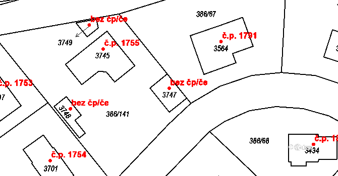 Choceň 79505791 na parcele st. 3747 v KÚ Choceň, Katastrální mapa
