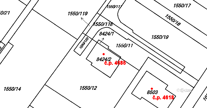 Kroměříž 4585 na parcele st. 8424/2 v KÚ Kroměříž, Katastrální mapa