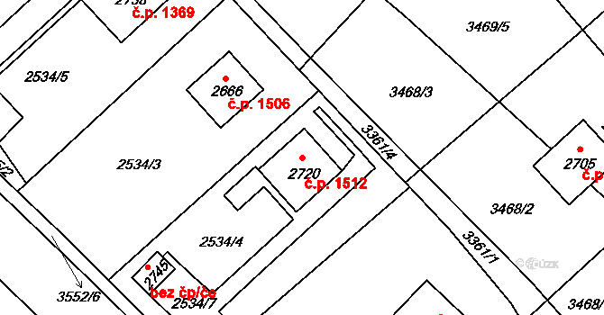Lomnice nad Popelkou 1512 na parcele st. 2720 v KÚ Lomnice nad Popelkou, Katastrální mapa