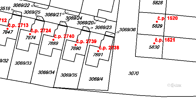 Cheb 2738 na parcele st. 7891 v KÚ Cheb, Katastrální mapa