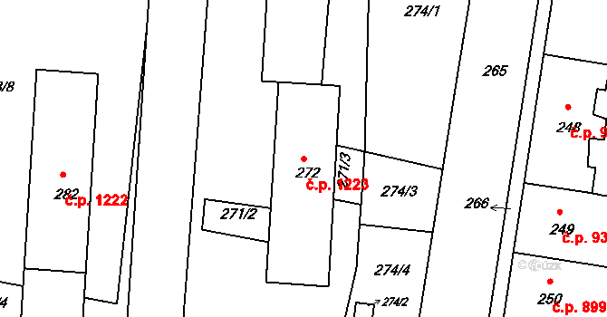 Vejprty 1223 na parcele st. 272 v KÚ Vejprty, Katastrální mapa