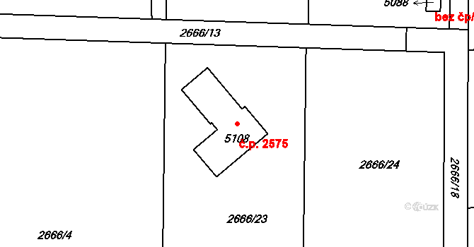 Rožnov pod Radhoštěm 2575 na parcele st. 5108 v KÚ Rožnov pod Radhoštěm, Katastrální mapa