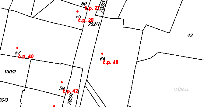 Nečichy 46, Louny na parcele st. 64 v KÚ Nečichy, Katastrální mapa