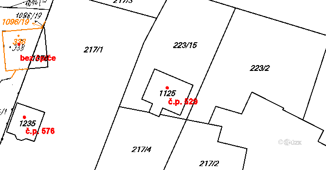 Nepomuk 529 na parcele st. 1125 v KÚ Nepomuk, Katastrální mapa