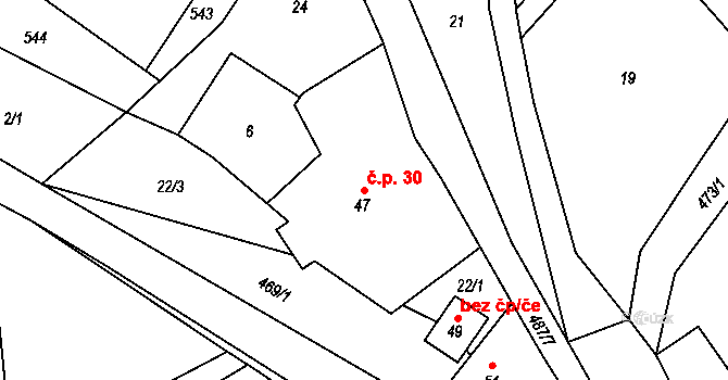 Mančice 30, Rašovice na parcele st. 47 v KÚ Mančice u Rašovic, Katastrální mapa