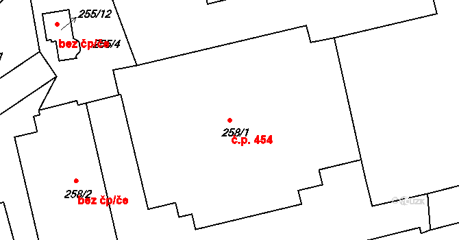 Desná II 454, Desná na parcele st. 258/1 v KÚ Desná II, Katastrální mapa