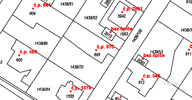 Říčany 570 na parcele st. 608 v KÚ Říčany u Prahy, Katastrální mapa