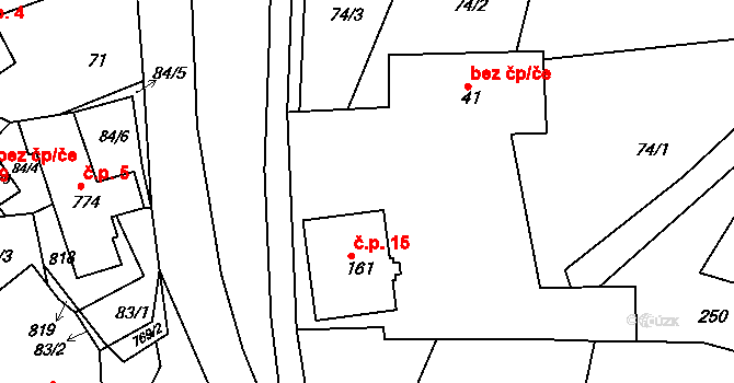 Bítovčice 15 na parcele st. 161 v KÚ Horní Bítovčice, Katastrální mapa