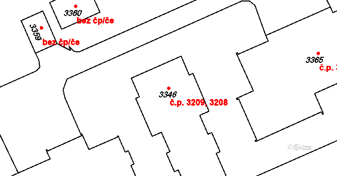 Kladno 3208,3209 na parcele st. 3346 v KÚ Kladno, Katastrální mapa