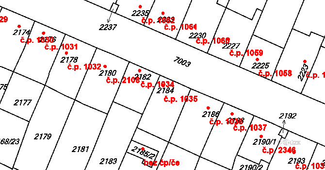 Boskovice 1035 na parcele st. 2184 v KÚ Boskovice, Katastrální mapa