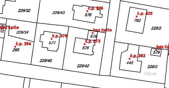 Klecany 373 na parcele st. 578 v KÚ Klecany, Katastrální mapa