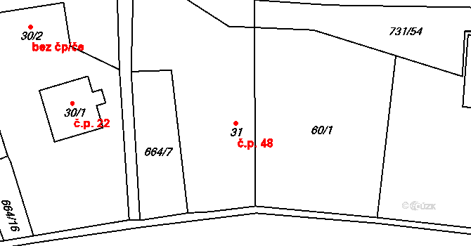 Lubno 48, Nechanice na parcele st. 31 v KÚ Lubno u Nechanic, Katastrální mapa