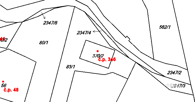 Dolní Podluží 346 na parcele st. 370/2 v KÚ Dolní Podluží, Katastrální mapa