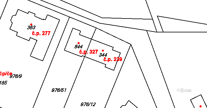 Želivec 239, Sulice na parcele st. 344 v KÚ Sulice, Katastrální mapa
