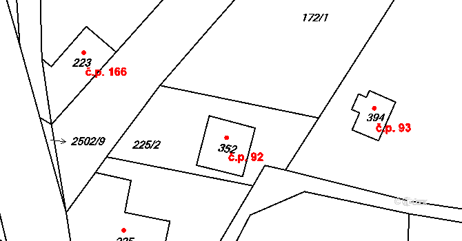 Sklenařice 92, Vysoké nad Jizerou na parcele st. 352 v KÚ Sklenařice, Katastrální mapa