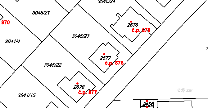 Žichlínské Předměstí 876, Lanškroun na parcele st. 2677 v KÚ Lanškroun, Katastrální mapa