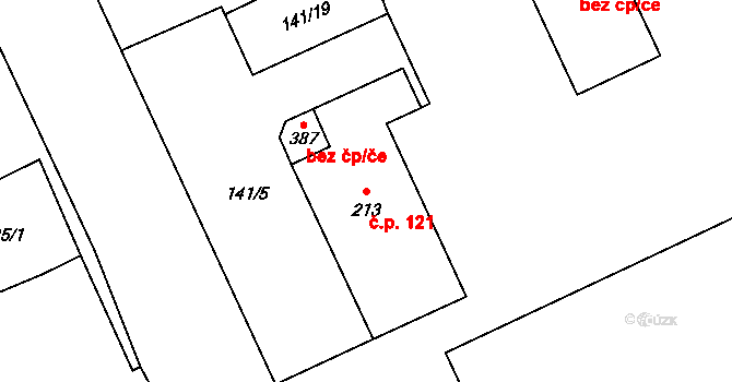 Cerekvice nad Loučnou 121 na parcele st. 213 v KÚ Cerekvice nad Loučnou, Katastrální mapa