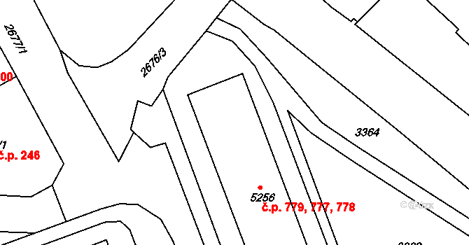 Chrudim III 777,778,779, Chrudim na parcele st. 5256 v KÚ Chrudim, Katastrální mapa