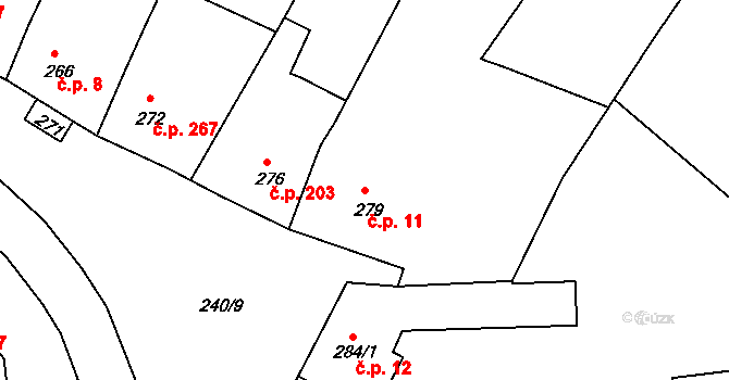Míkovice 11, Uherské Hradiště na parcele st. 279 v KÚ Míkovice nad Olšavou, Katastrální mapa