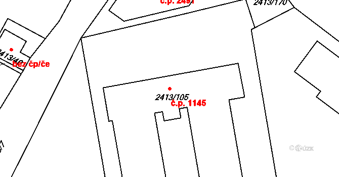 Pelhřimov 1145 na parcele st. 2413/105 v KÚ Pelhřimov, Katastrální mapa