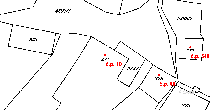 Heřmanovice 10 na parcele st. 324 v KÚ Heřmanovice, Katastrální mapa