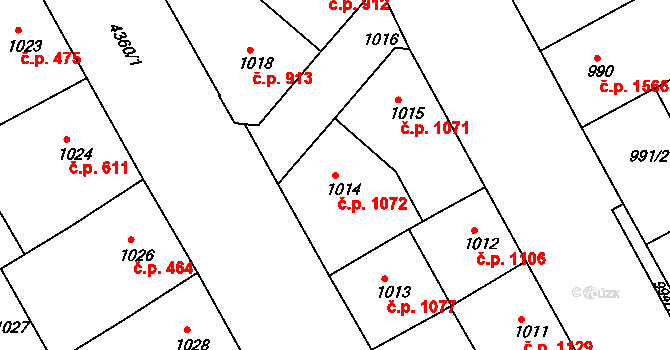 Žižkov 1072, Praha na parcele st. 1014 v KÚ Žižkov, Katastrální mapa