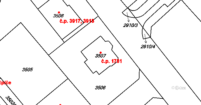 Chomutov 1781 na parcele st. 3507 v KÚ Chomutov I, Katastrální mapa