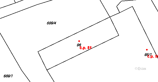 Druzcov 51, Osečná na parcele st. 96 v KÚ Druzcov, Katastrální mapa