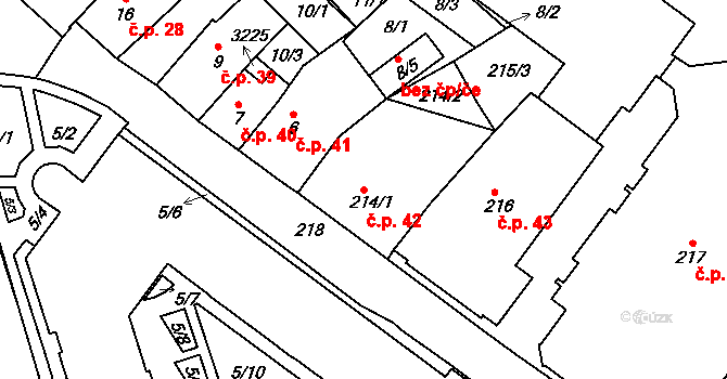 Český Dub I 42, Český Dub na parcele st. 214/1 v KÚ Český Dub, Katastrální mapa