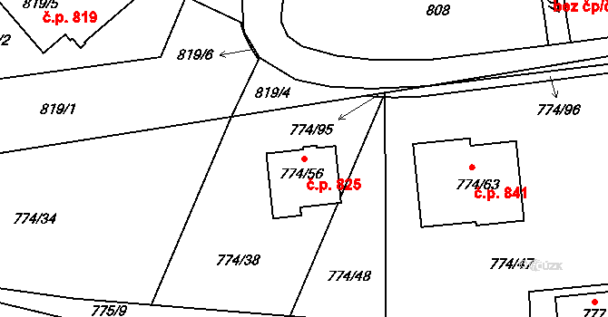 Libušín 825 na parcele st. 774/56 v KÚ Libušín, Katastrální mapa