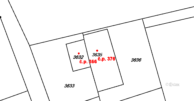 Dolní Lutyně 376 na parcele st. 3635 v KÚ Dolní Lutyně, Katastrální mapa