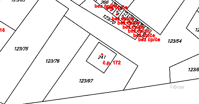 Senetářov 172 na parcele st. 241 v KÚ Senetářov, Katastrální mapa