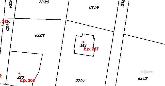 Chotyně 267 na parcele st. 354 v KÚ Chotyně, Katastrální mapa