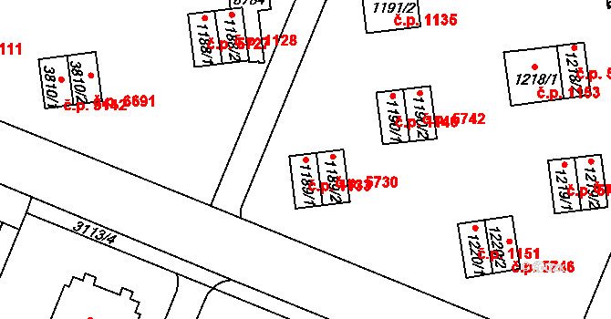 Zlín 1133 na parcele st. 1189/1 v KÚ Zlín, Katastrální mapa