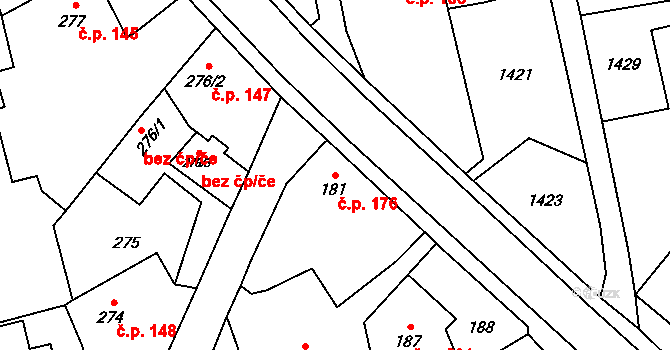 Kylešovice 176, Opava na parcele st. 181 v KÚ Kylešovice, Katastrální mapa